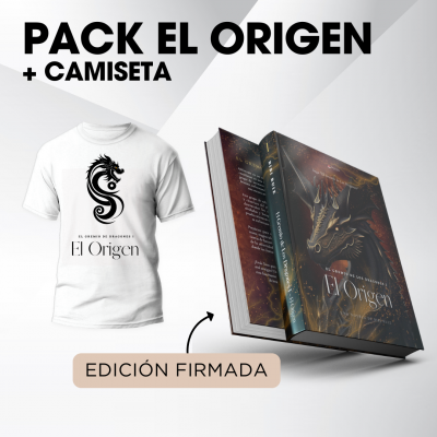 Pack El Origen con camiseta y libro firmado de fantasía épica