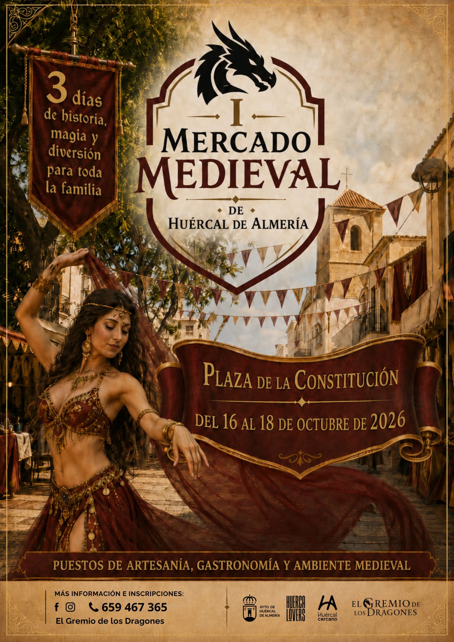 Cartel oficial del I Mercado Medieval de Huércal de Almería 2026